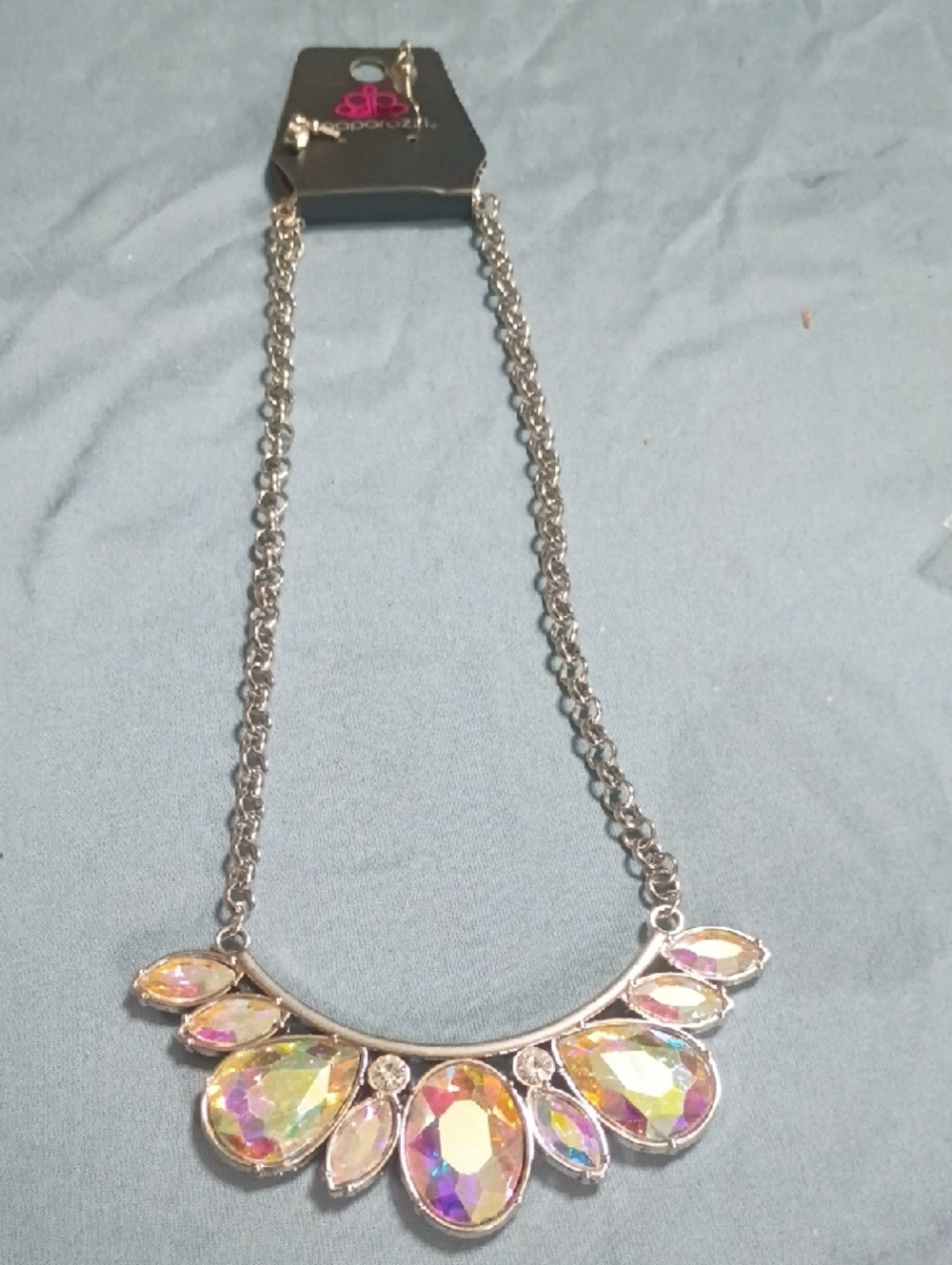 paparazzi Iridescent Multi-Hue Teardrop Statement Necklace